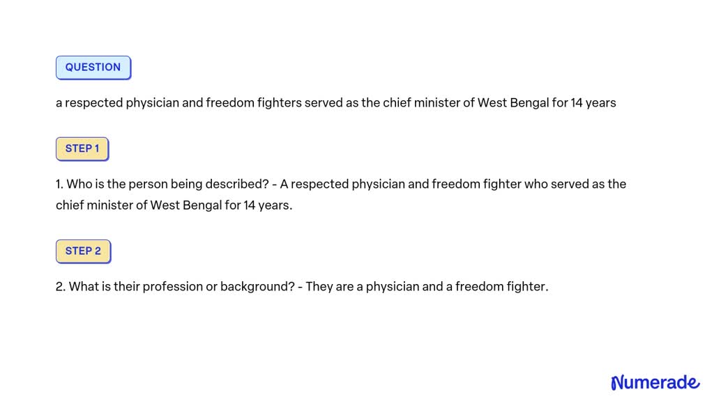 SOLVED: a respected physician and freedom fighters served as the chief ...