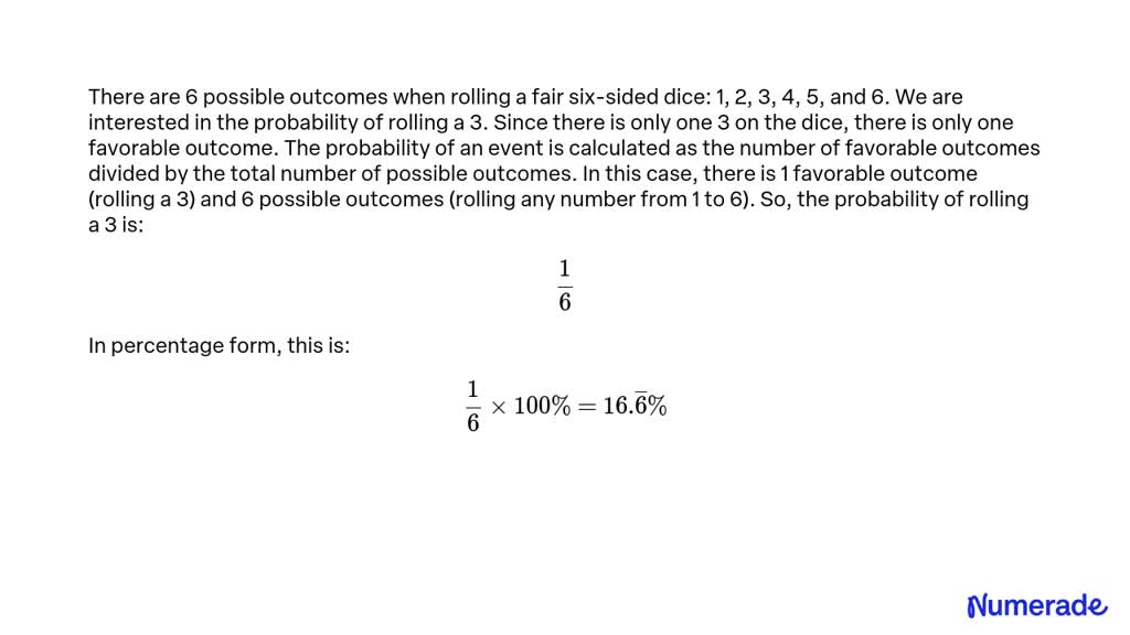 SOLVED: 'A Fair, Six-sided Dice Is Thrown Once. Select The Probability ...