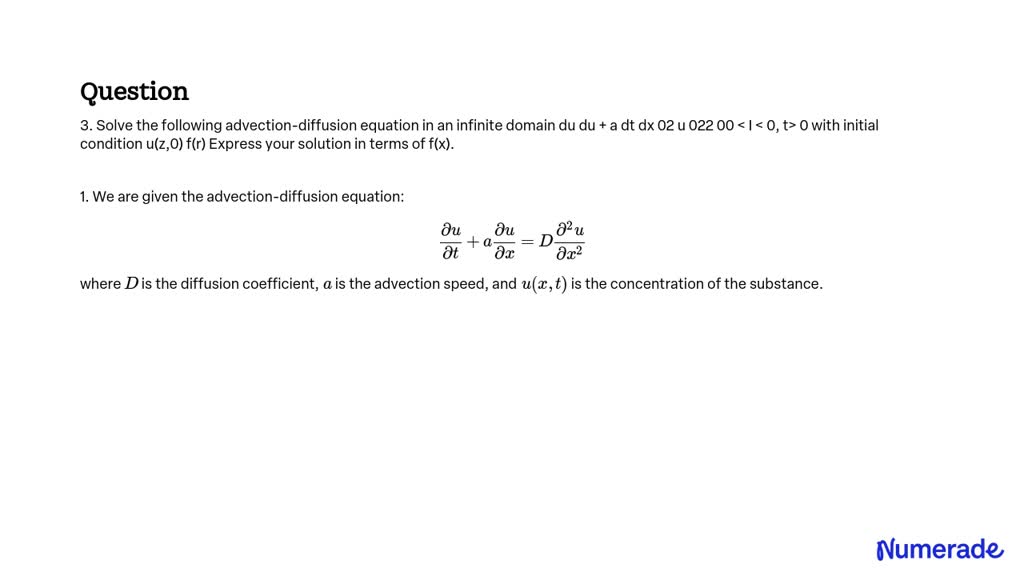 SOLVED: 3. Solve the following advection-diffusion equation in an ...