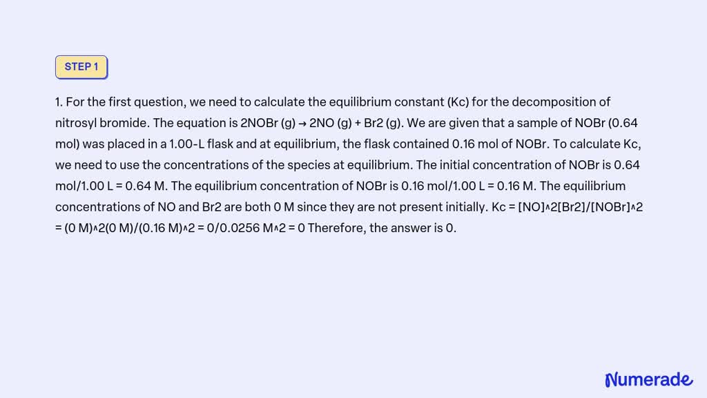 Video Solution: Nitrosyl Bromide Decomposes According To The Following 