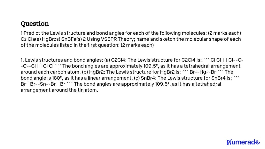 Video Solution: 1. Predict The Lewis Structure And Bond Angles For Each 