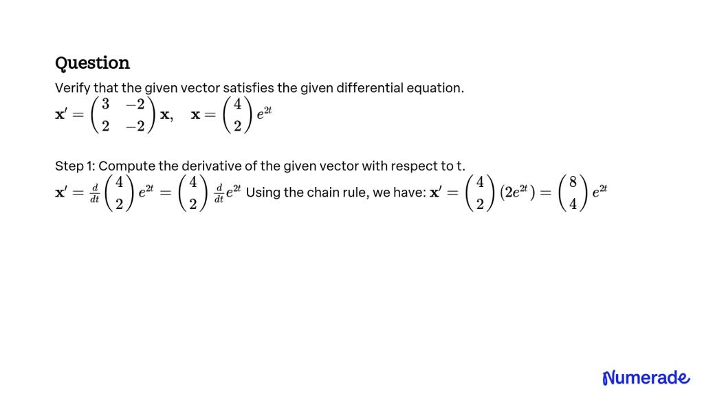 Solved Verify That The Given Vector Satisfies The Given Differential