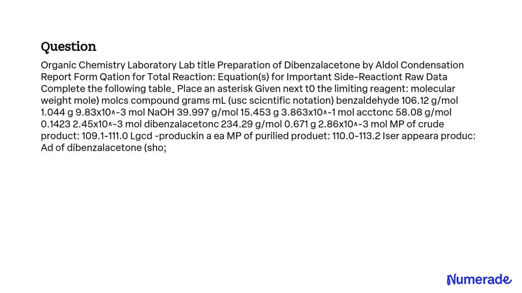 SOLVED: Text: Organic Chemistry Laboratory Lab Title: Preparation Of ...