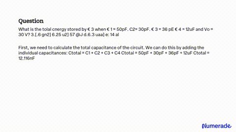 Solved What is the total energy stored by C3 when C1 = 50