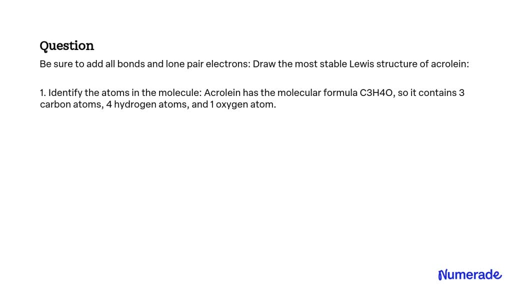 SOLVED Be sure to add all bonds and lone pair electrons Draw the most