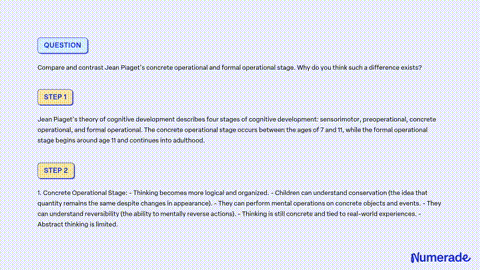 SOLVED Compare Piaget s use of concrete and formal operations and