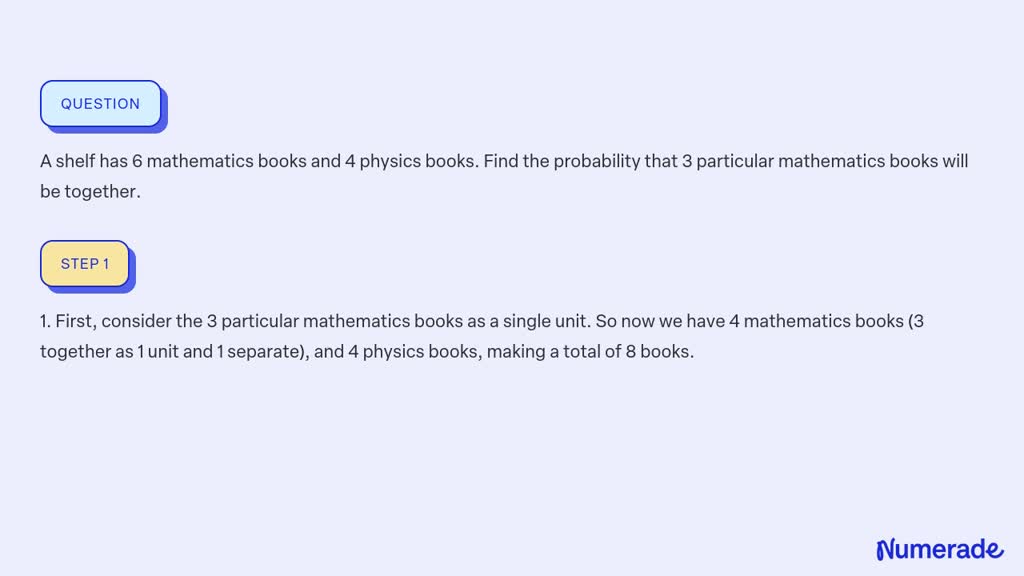 ⏩SOLVED:A Shelf Has 6 Mathematics Books And 4 Physics Books. Find ...