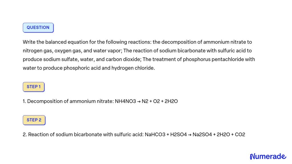 SOLVED: Write the balanced equation for the following reactions: the ...