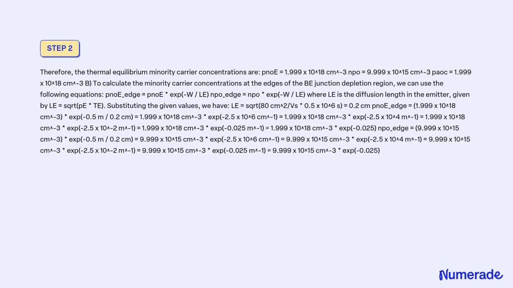 SOLVED: Consider a uniformly doped npn BJT at T = 300 K with the ...