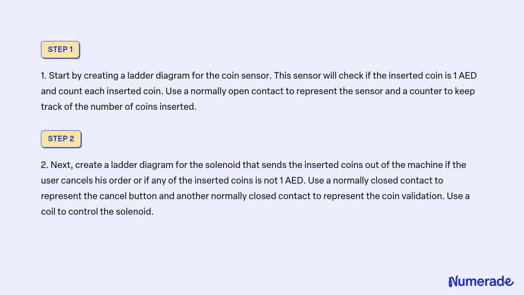 SOLVED: I need a ladder diagram. Vending Machine A coin-operated ...