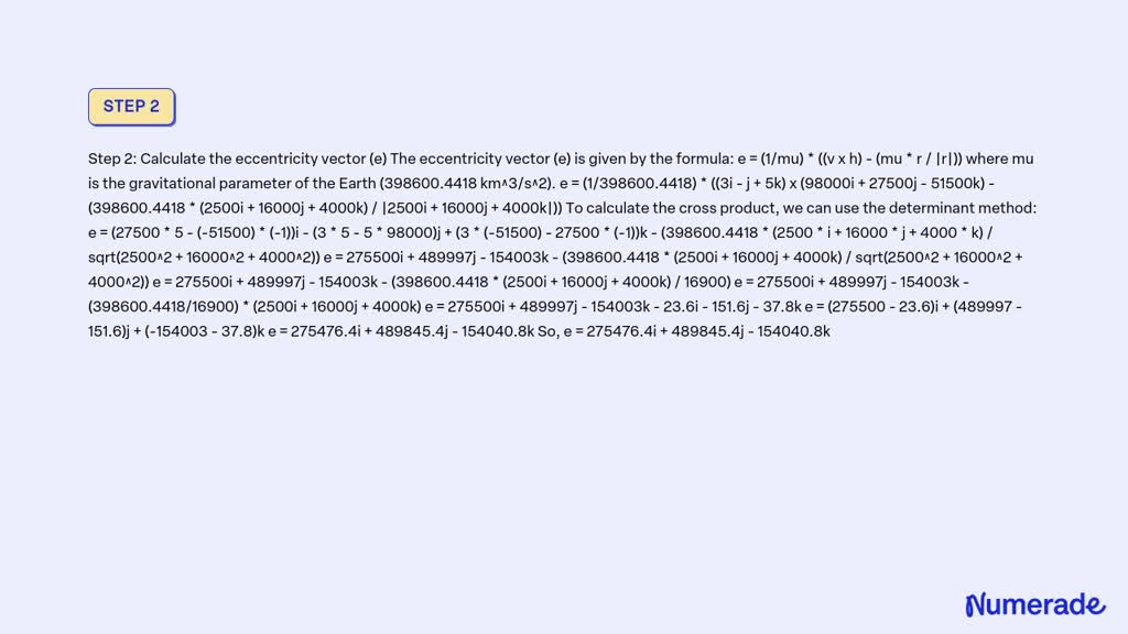 SOLVED: 4.3 Find the orbital elements of a geocentric satellite whose ...