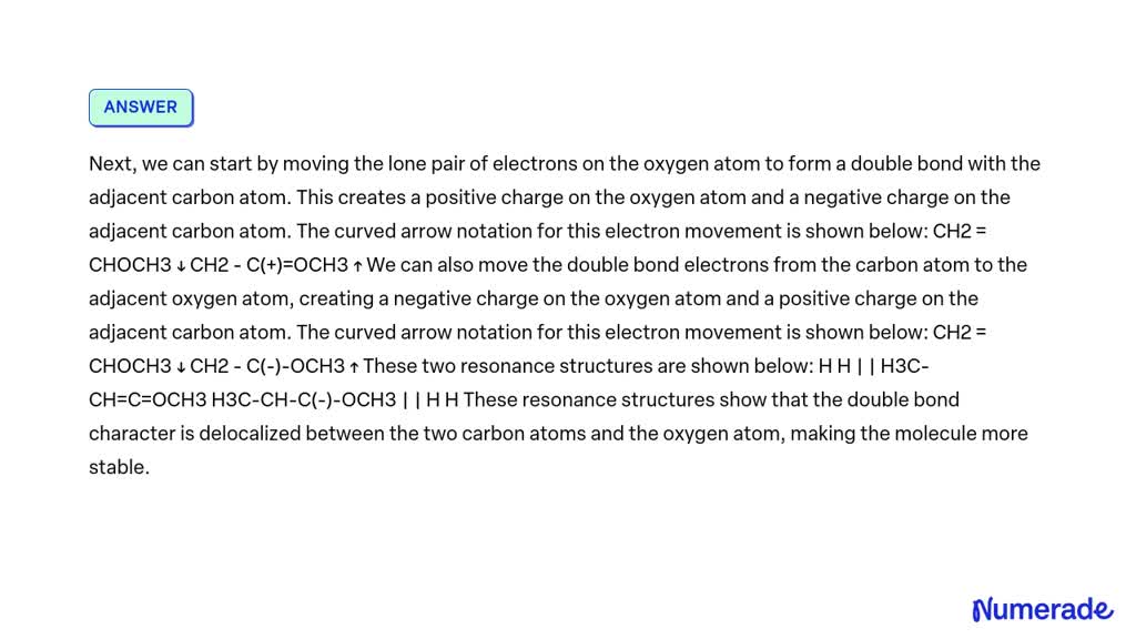 SOLVED: Draw resonance structures for the following compound. Show the ...