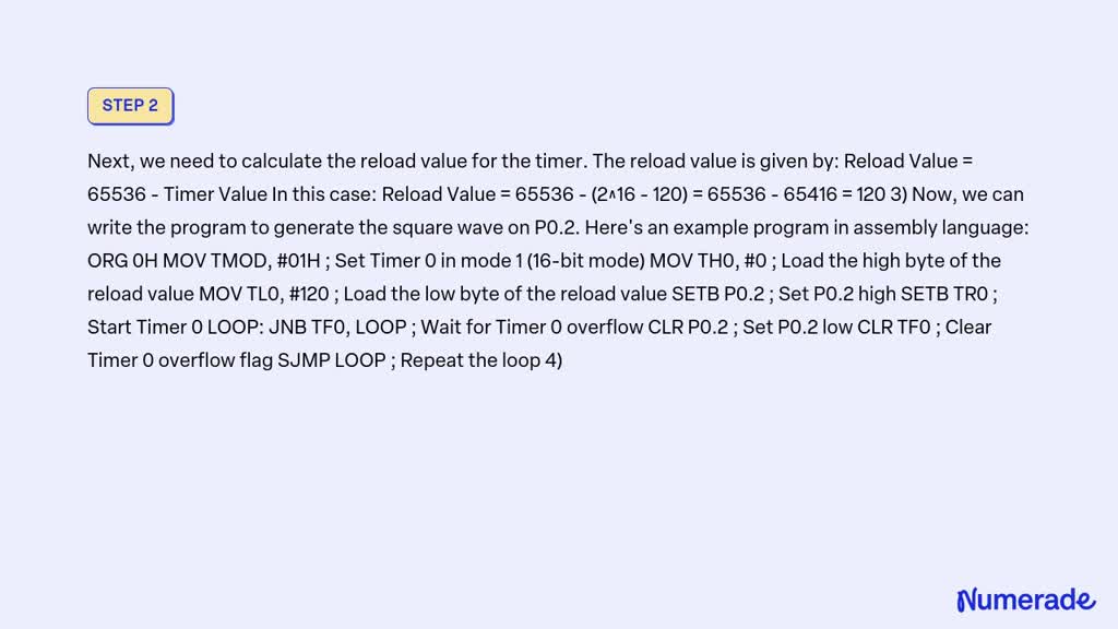 Video Solution: 3) Write An 8051 Program To Generate 50 Khz Square Wave 