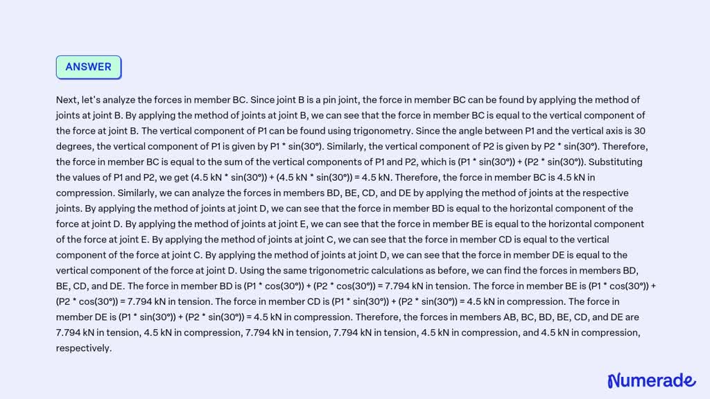 SOLVED: Problem 6.2 Set P1 = P2 = 4.5 kN. (Figure 1) Determine the ...