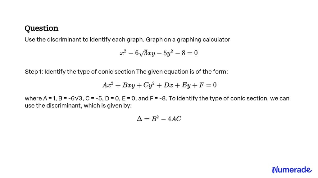 solved-use-the-discriminant-to-identify-each-graph-graph-on-a-graphing-calculator-x-2-6-3-x