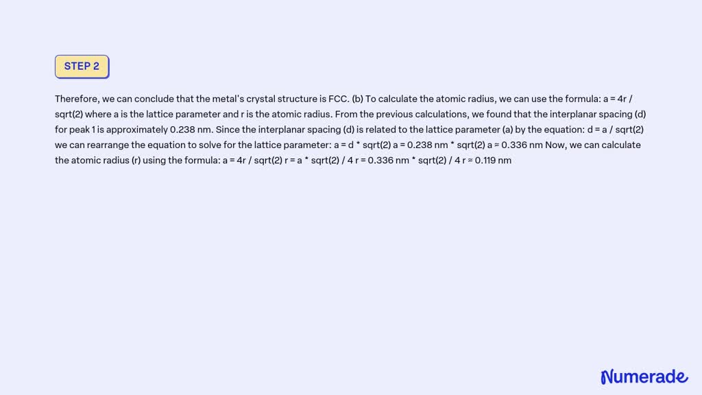 SOLVED: The Following Table Lists Diffraction Angles For The First ...