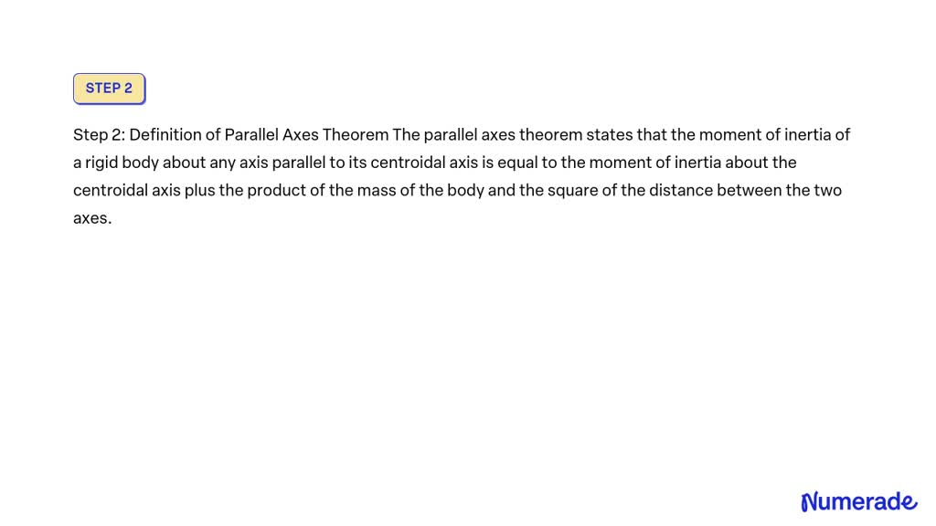 SOLVED: state and prove principle of parellel axes of moment of inertia ...