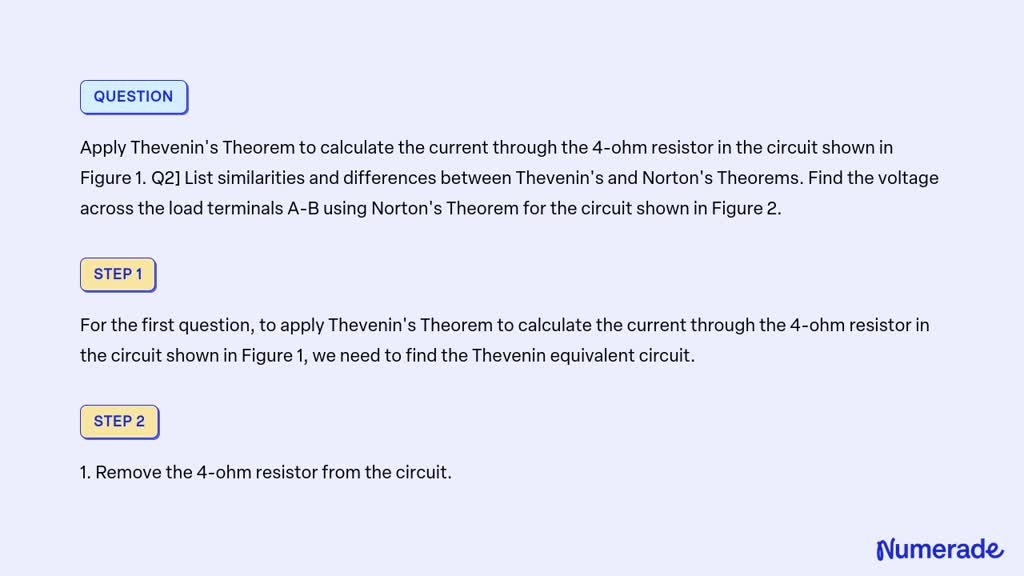 Solved Apply Thevenins Theorem To Calculate The Current Through The 4