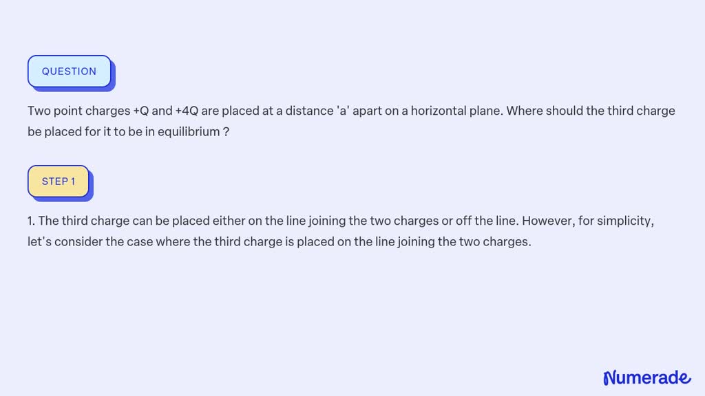 SOLVED: Two Point Charges +Q And +4Q Are Placed At A Distance 'a' Apart ...