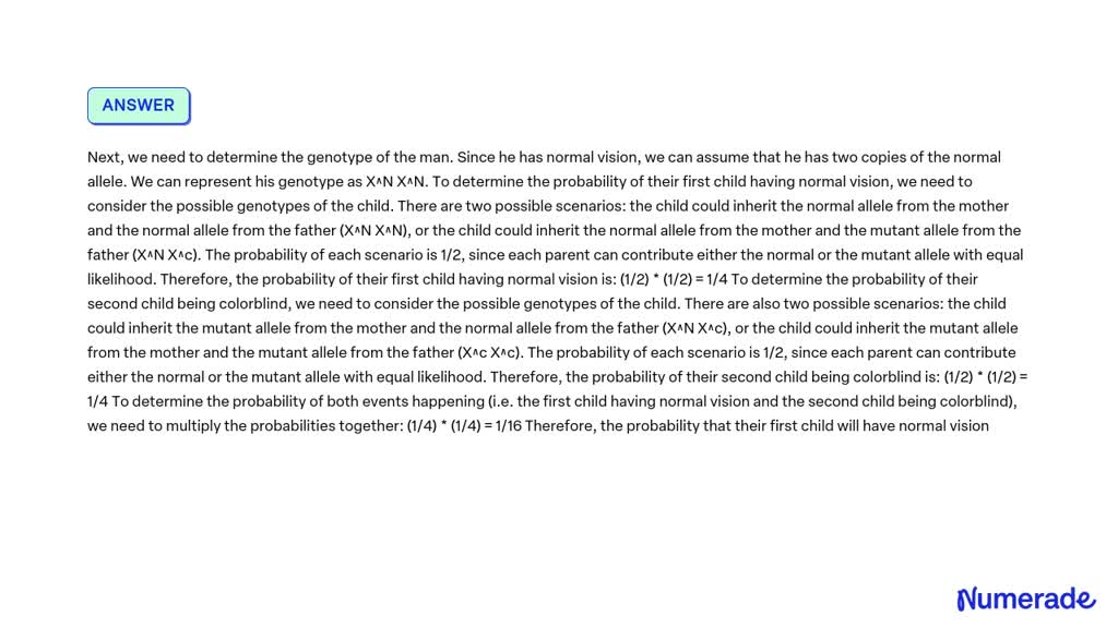 SOLVED: A woman is phenotypically normal, but the father had the sex ...