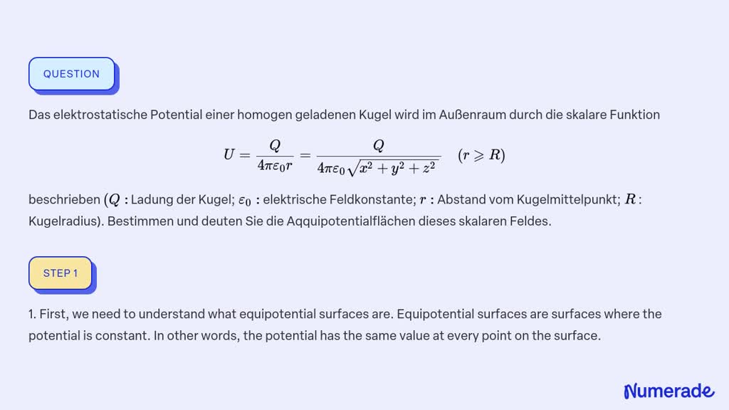 SOLVED:Das elektrostatische Potential einer homogen geladenen Kugel ...