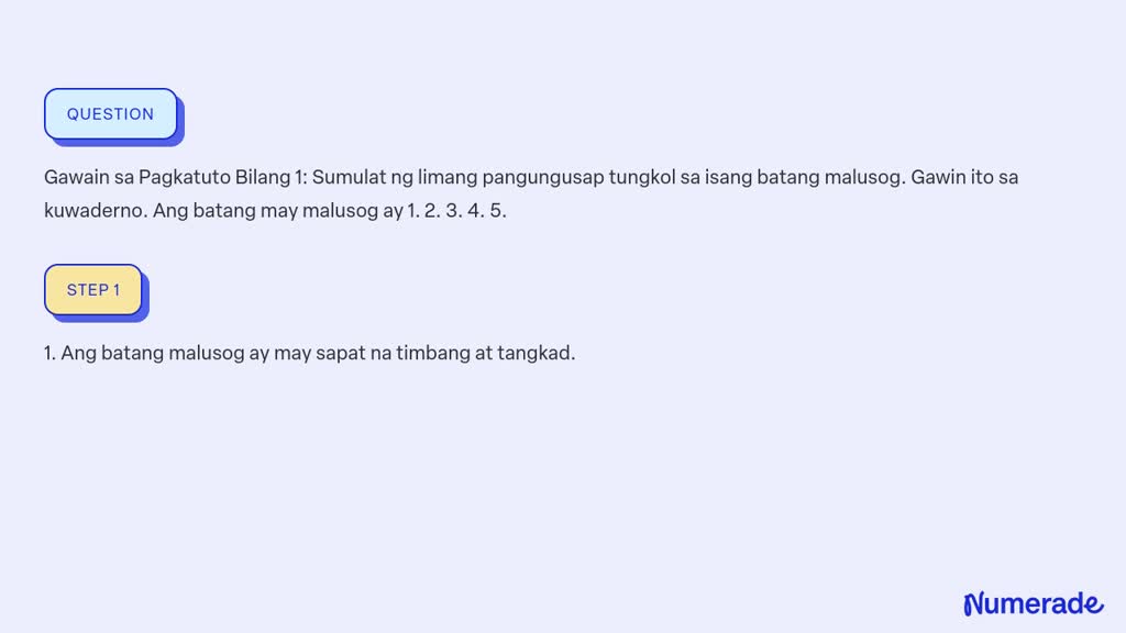 Solved Gawain Sa Pagkatuto Bilang 1 Sumulat Ng Limang Pangungusap