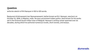 10 Lines on R.K Narayan // 10 Lines Essay on R.K. Narayan // 10 Lines  Speech on R.K Narayan - YouTube