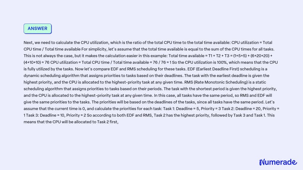 SOLVED: From the three tasks T1 = (1,5,5), T2 = (6,20,20), T3 = (4,10 ...