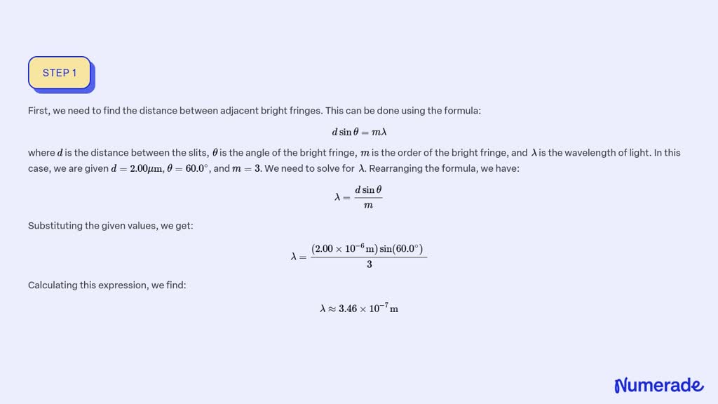 ⏩SOLVED:What Is The Wavelength Of Light Falling On Double Slits… | Numerade