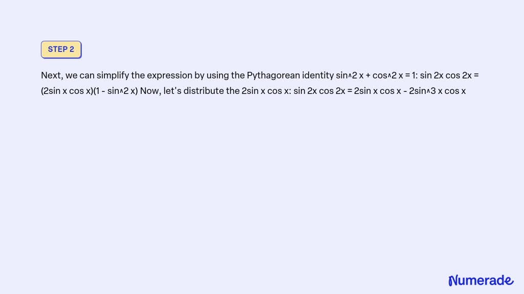 SOLVED: 1)Prove the following identity sin 2x COS 2x scc x sin cos