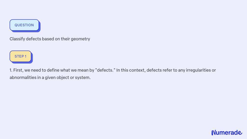SOLVED:Classify defects based on their geometry