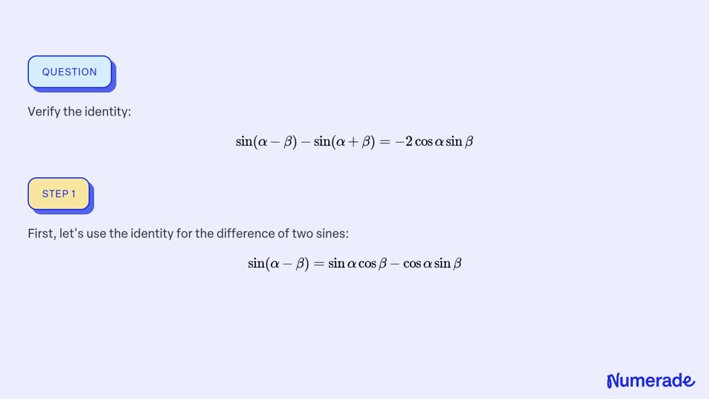 Solved Verify The Identity Sin Sin Cos Sin