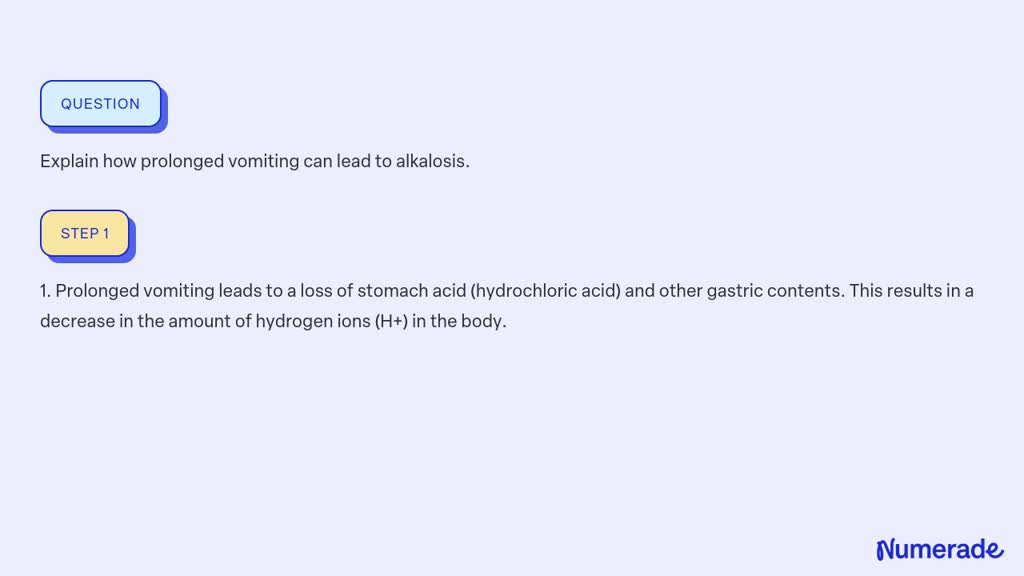 SOLVED:Explain how prolonged vomiting can lead to alkalosis.