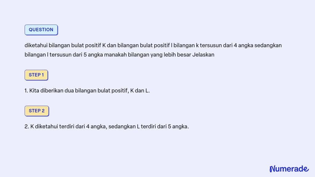 SOLVED: Diketahui Bilangan Bulat Positif K Dan Bilangan Bulat Positif L ...