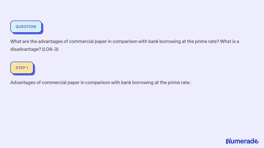 Solved:what Are The Advantages Of Commercial Paper In Comparison With 