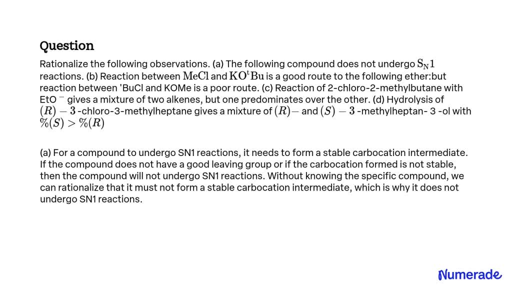 SOLVED:Rationalize the following observations. (a) The following ...