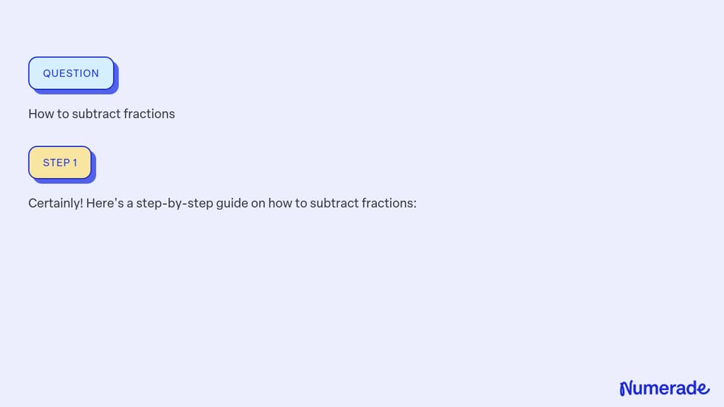 SOLVED: How to subtract fractions