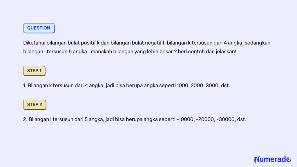 SOLVED: Diketahui Bilangan Bulat Positif K Dan Bilangan Bulat Negatif L ...