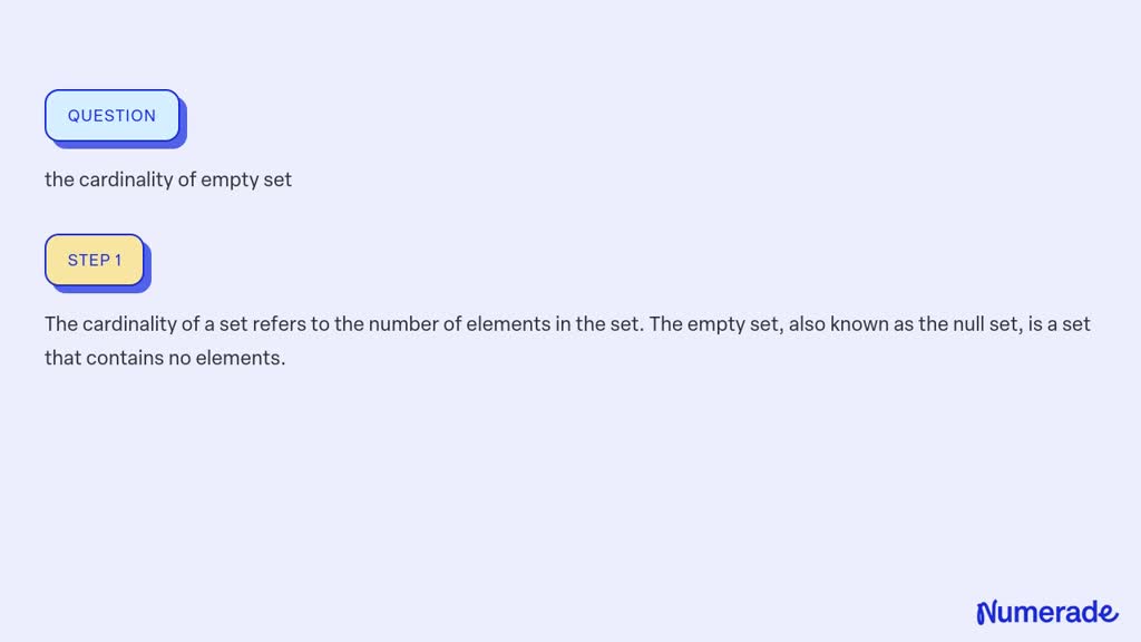 SOLVED: the cardinality of empty set