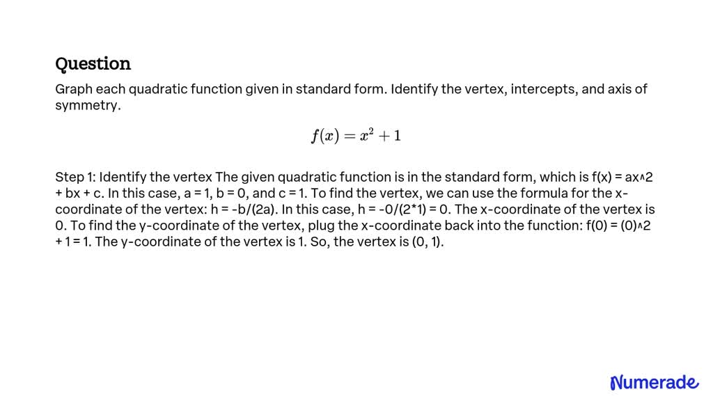 SOLVED:Graph Each Quadratic Function Given In Standard Form. Identify ...