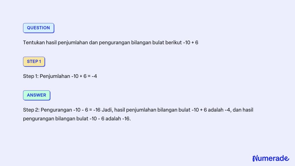 SOLVED: Tentukan Hasil Penjumlahan Dan Pengurangan Bilangan Bulat ...