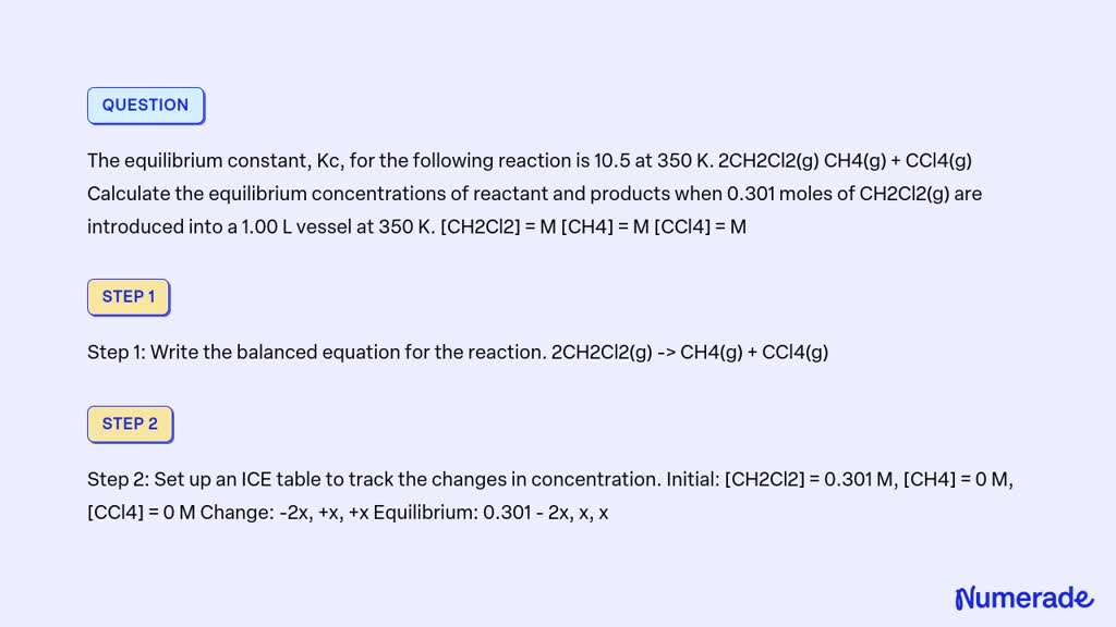 SOLVED: The equilibrium constant, Kc, for the following reaction is 10. ...