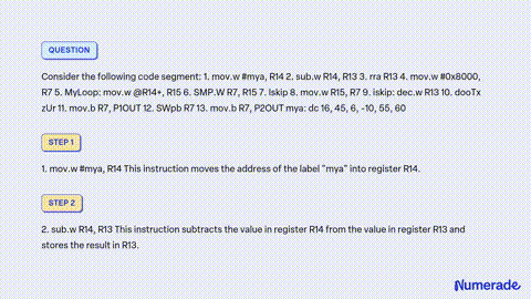 SOLVED 30 points Consider the following code segment. 01 CLR R12