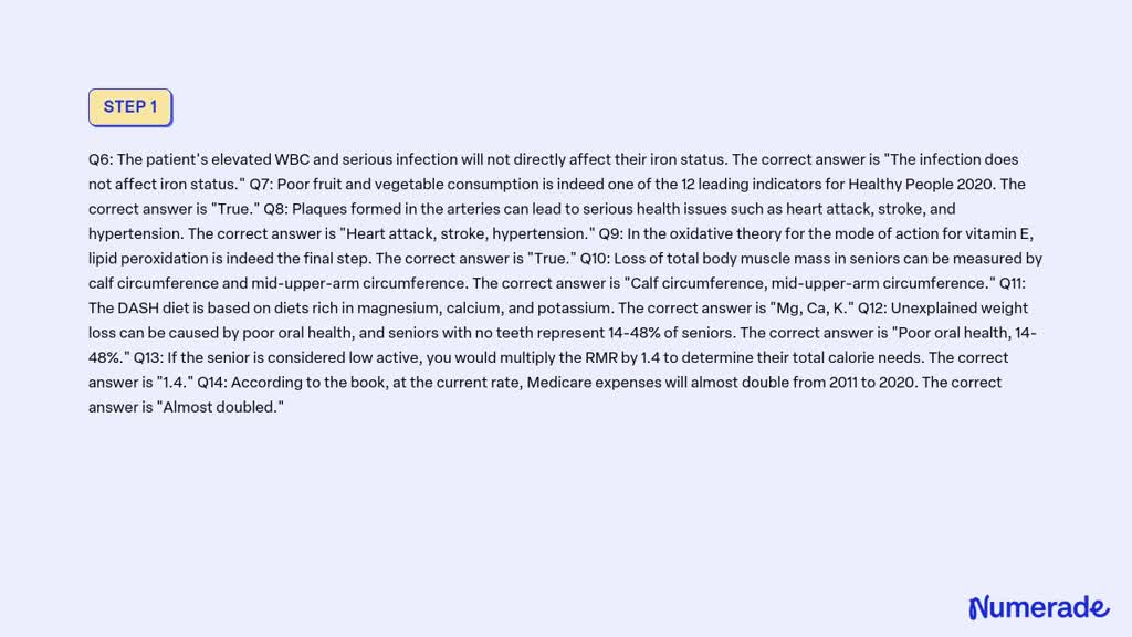 SOLVED: QUESTION 6 Your patient has an elevated WBC and a serious ...