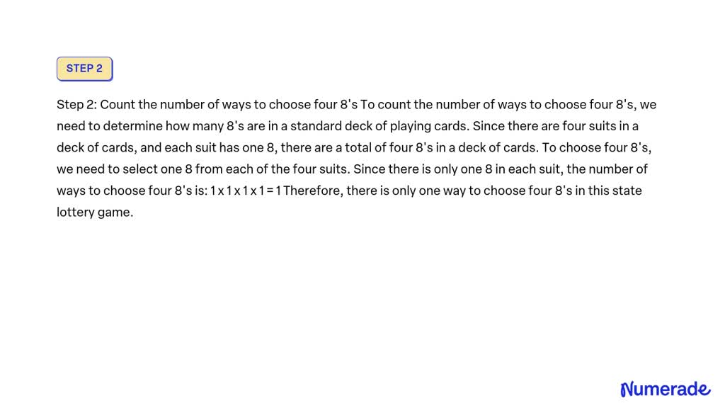 SOLVED: Use the following experiment. A state lottery game consists of ...
