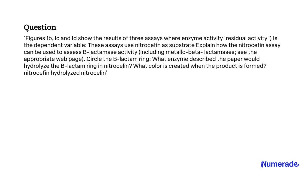 SOLVED: Figures 1b, 1c, and 1d show the results of three assays where ...