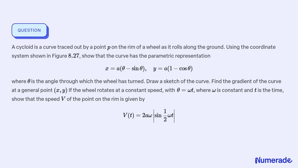 Solveda Cycloid Is A Curve Traced Out By A Point P On The Rim Of A Wheel As It Rolls Along The 3838