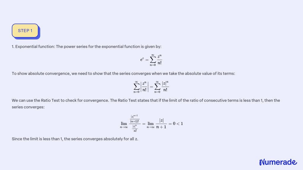 SOLVED:Show that the power series for the exponential, sine and cosine ...