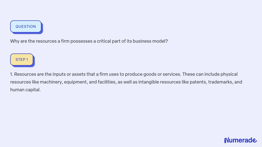 ⏩SOLVED:Why are the resources a firm possesses a critical part of ...