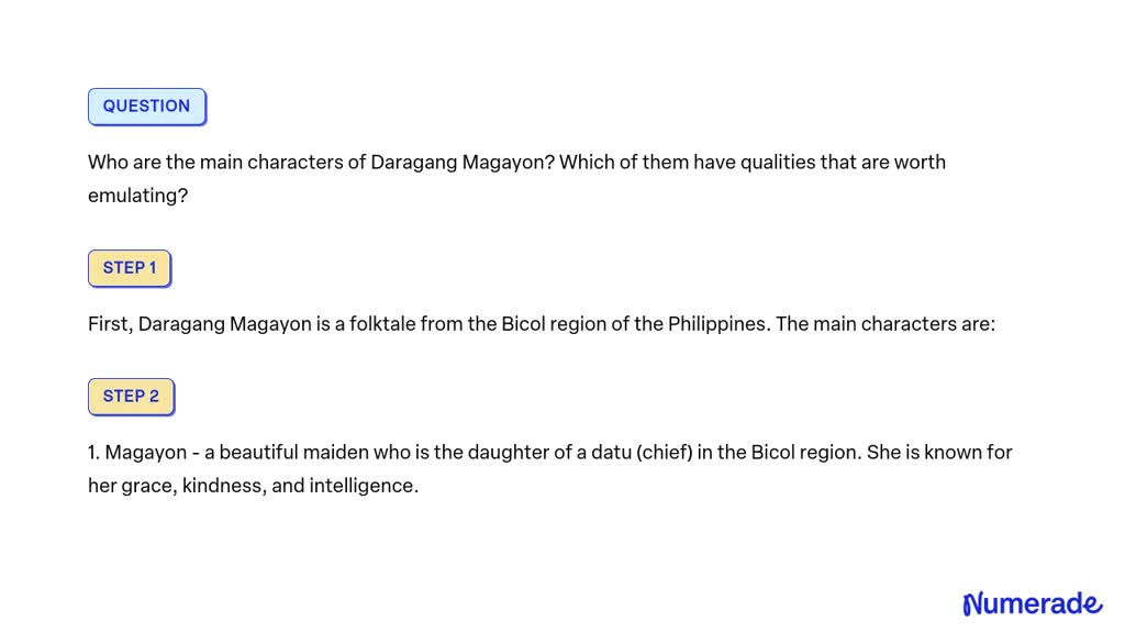 SOLVED: Who are the main characters of Daragang Magayon? Which of them ...